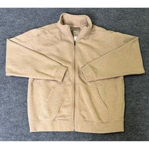 LL Bean Men's Beige‎ Fleece Lined Zip Up Jacket Comfort Warm Size LG